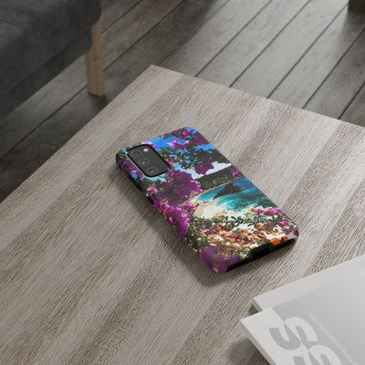 Impact Resistant, Bougainvillea Seaview, Cute Phone Cases for Samsung S24, S23, S22, S21, IPhone 15 pro Iphone 14 pro Iphone 13 IPhone 12 Iphone 11