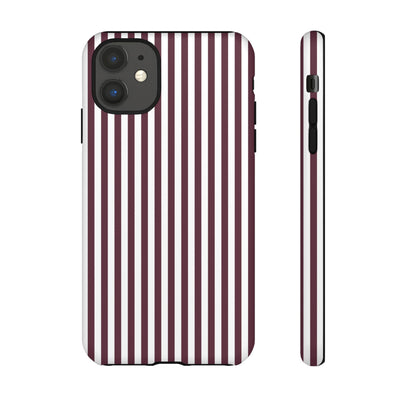 Tough Premium Burgundy Stripes Phone Case Gift for Her - For Apple iPhone 16 Pro Max 16e iPhone 15 Pro iPhone Iphone 14 Plus 13 Pro 12 SE XR - Studio40ParkLane