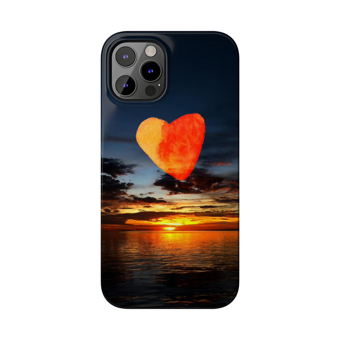 Slim Cute Phone Cases for Iphone - | iPhone 15 Case | iPhone 15 Pro Max Case, Iphone 14 Case, Iphone 14 Pro Max, Iphone 13, Rising Heart Sunset - Studio40ParkLane