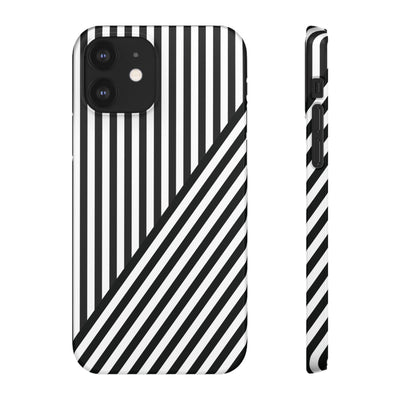 Aesthetic Black White Stripes Cute Phone Case Sleek Snap - For iPhone 17 Pro Max iPhone 16 Pro iPhone 15 Iphone 14 Plus 13 Pro 12 11 10 Gift - Studio40ParkLane