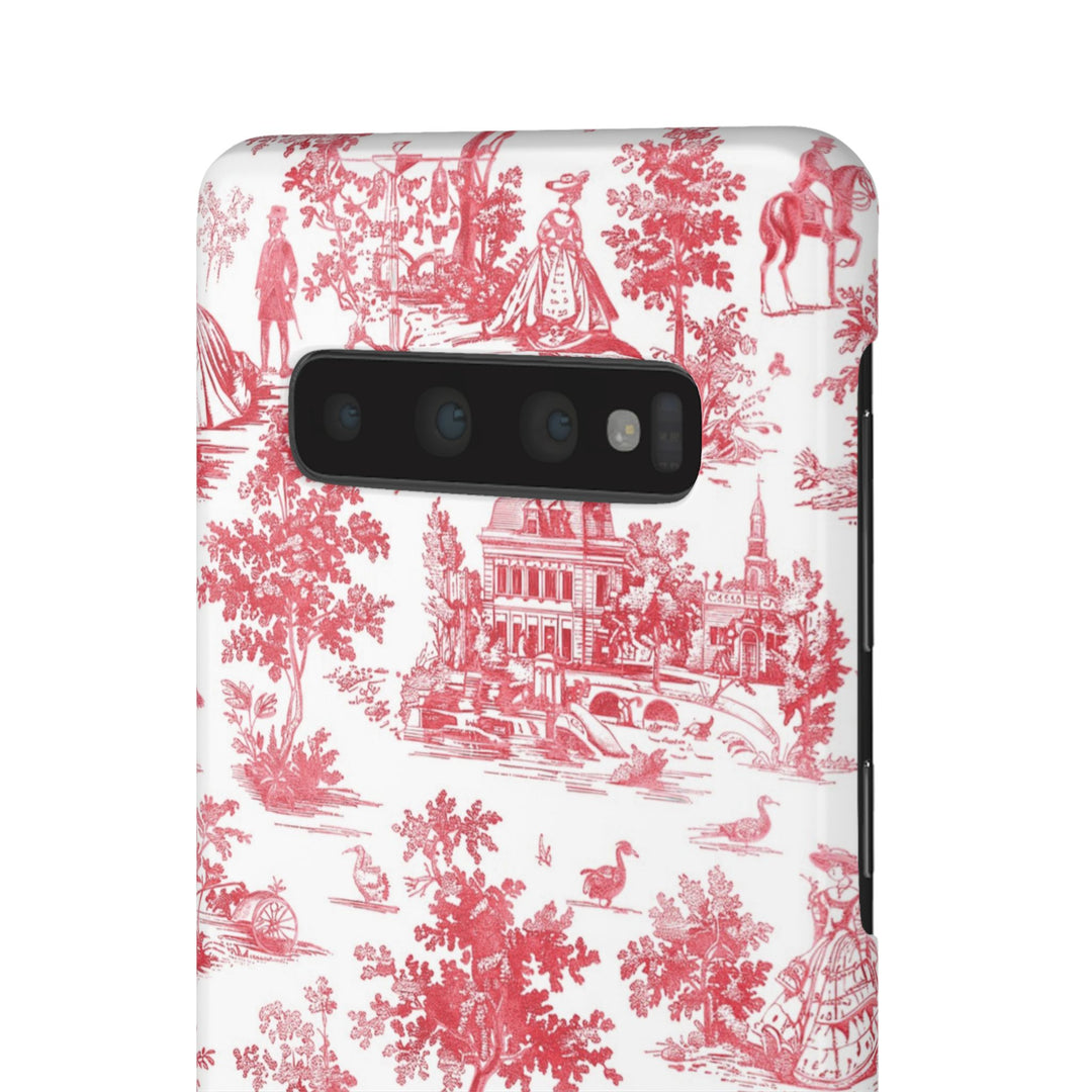 Snap French Toile Personalized Initial Custom Gift for Her Cute Phone Cases for Samsung S24, S23, S22, S21, S20, Plus and Ultra and Iphone, 16, 15, 14, 13, 12, 11. 10 - Studio40ParkLane