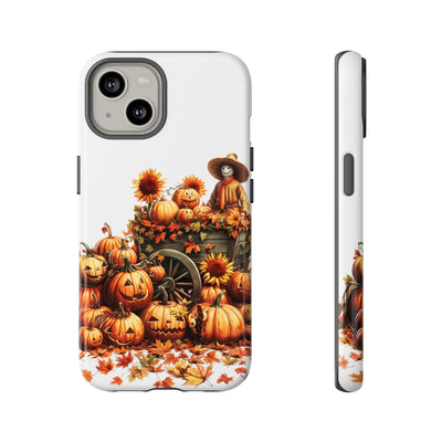 Impact Resistant, Fall Leaves Scarecrow, Cute Phone Cases for Samsung S24, S23, S22, S21, IPhone 15 pro Iphone 14 pro Iphone 13 IPhone 12 Iphone 11