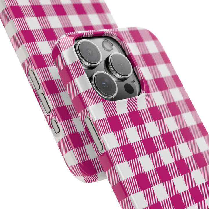 Slim Pink Gingham Gift for Her Cute Phone Cases for Iphone 16 Pro Max | iPhone 15 Case | iPhone 15 Pro Max Case, Iphone 14, 13, 12, 11, 10, 8, 7 - Studio40ParkLane