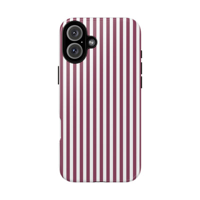 Tough Premium Old Claret Stripes Phone Case Gift for Her - For Apple iPhone 16 Pro Max 16e iPhone 15 Pro iPhone Iphone 14 Plus 13 Pro 12 SE XR - Studio40ParkLane