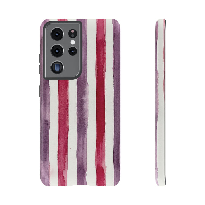 Tough Cute Wine Red Purple Stripes Phone Case, for IPhone 17 Pro Max | Iphone 17 Air, Iphone 16, IPhone 15, 14 13 12, Samsung Galaxy S26, S25, S24, S23 - Studio40ParkLane