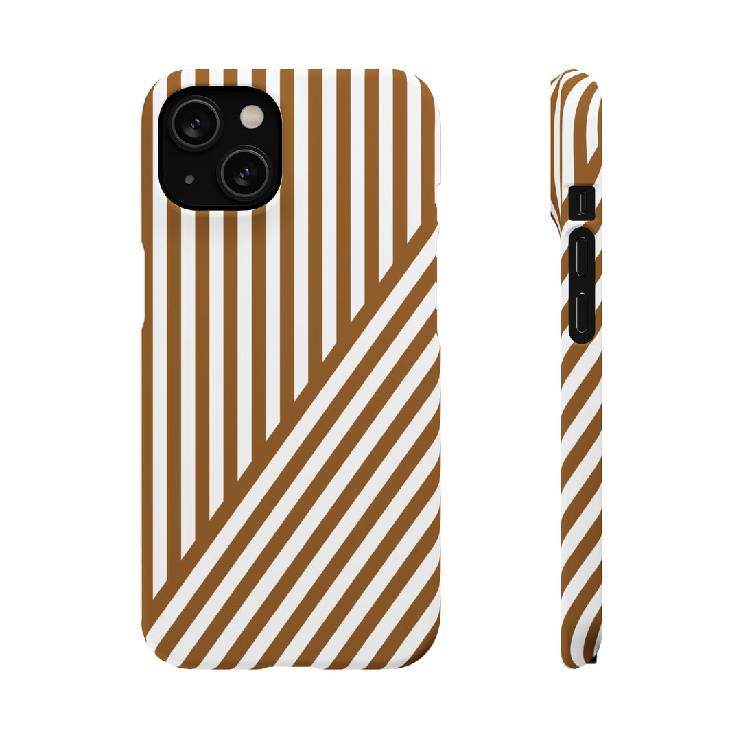 Aesthetic Mocha Brown Stripes Cute Phone Case Sleek Snap - For iPhone 17 Pro Max iPhone 16 Pro iPhone 15 Iphone 14 Plus 13 Pro 12 11 10 Gift - Studio40ParkLane