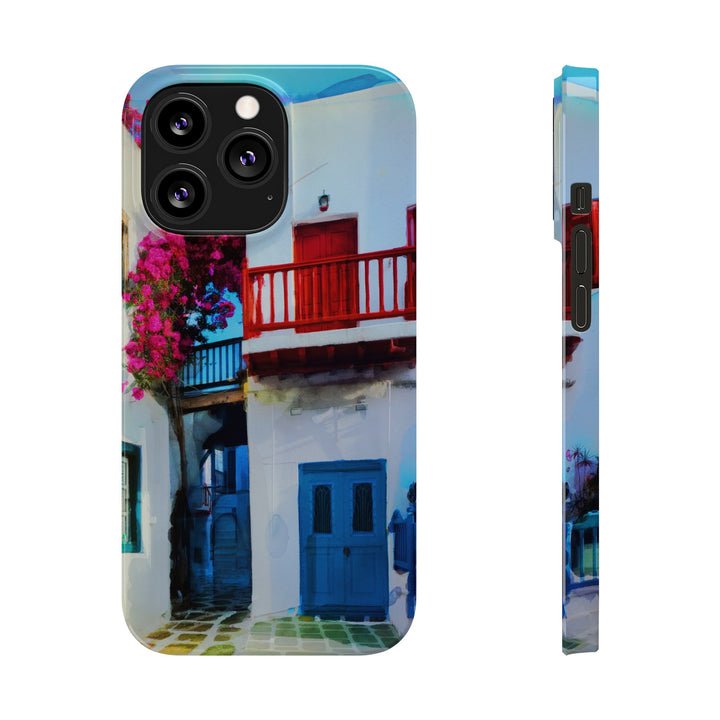 Slim Cute Phone Cases for Iphone | iPhone 15 Case | iPhone 15 Pro Max Case, Iphone 14, Iphone 14 Pro Max, Iphone 13, Colorful Greek Alley Watercolor - Studio40ParkLane