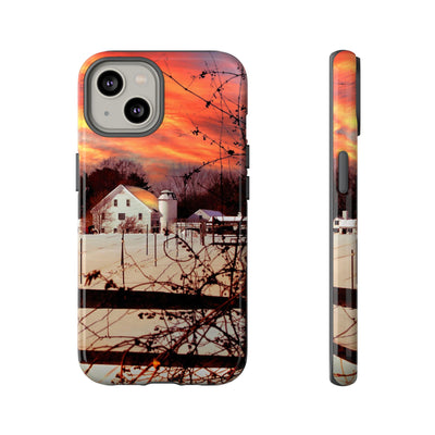 Impact Resistant, Winter Sunset Cute Phone Cases for Samsung S24, S23, S22, S21, IPhone 15 pro Iphone 14 pro Iphone 13 IPhone 12 Iphone 11