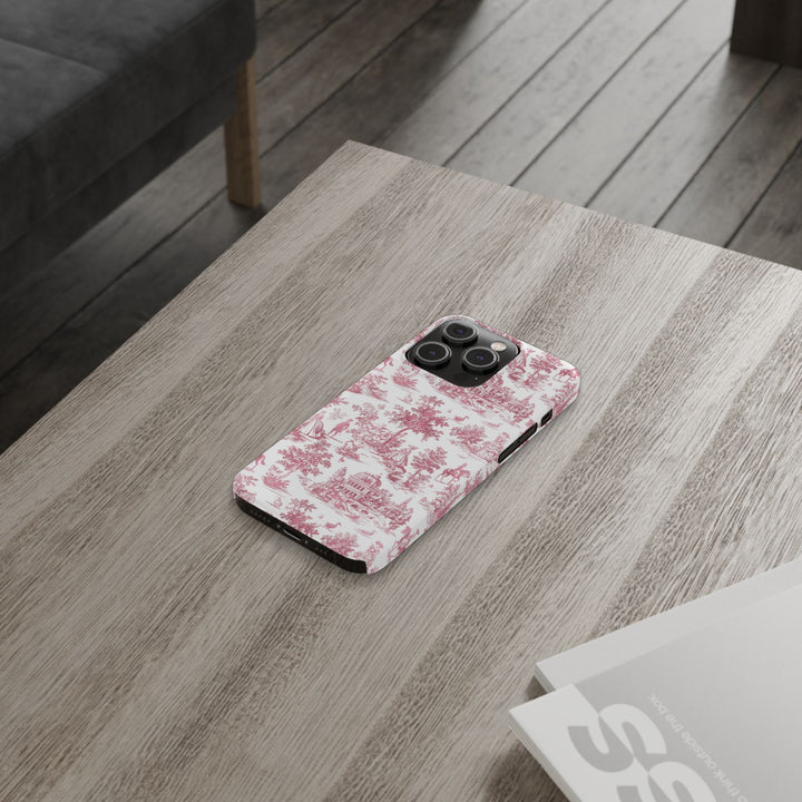 Slim Pink Vintage French Toile Cute Phone Cases for Iphone 16 Pro Max | iPhone 15 Case | iPhone 15 Pro Max Case, Iphone 14, Iphone 14 Pro Max, Iphone 13 12 11 8 7 - Studio40ParkLane