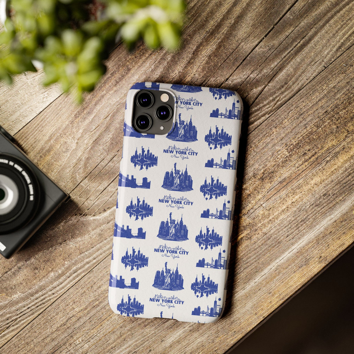 Slim New York Skyline Blue Collage Coquette Gift for Her Cute Phone Cases for Iphone 16 Pro Max | iPhone 15 Case | iPhone 15 Pro Max Case, Iphone 14, Iphone 14 Pro Max, Iphone 13 12 11 8 7