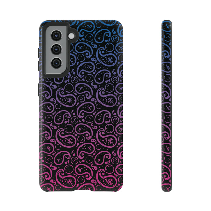 Cool Phone Case | Aesthetic Phone Case | Paisley Blue Pink Black | For Samsung Galaxy S23, S22, S21, S20 | Luxury Double Layer | Cute - Studio40ParkLane