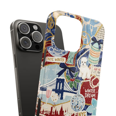 Slim New York Winter Coquette Collage Cute Phone Case for Iphone 16 - | iPhone 15 Pro Max Case | iPhone 14 Case Iphone 13 12 11 10 9 8 7 X - Studio40ParkLane