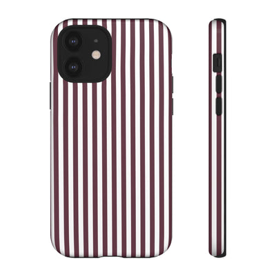 Tough Premium Burgundy Stripes Phone Case Gift for Her - For Apple iPhone 16 Pro Max 16e iPhone 15 Pro iPhone Iphone 14 Plus 13 Pro 12 SE XR - Studio40ParkLane