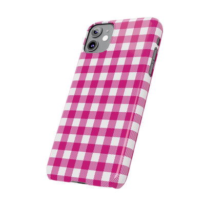 Slim Pink Gingham Gift for Her Cute Phone Cases for Iphone 16 Pro Max | iPhone 15 Case | iPhone 15 Pro Max Case, Iphone 14, 13, 12, 11, 10, 8, 7