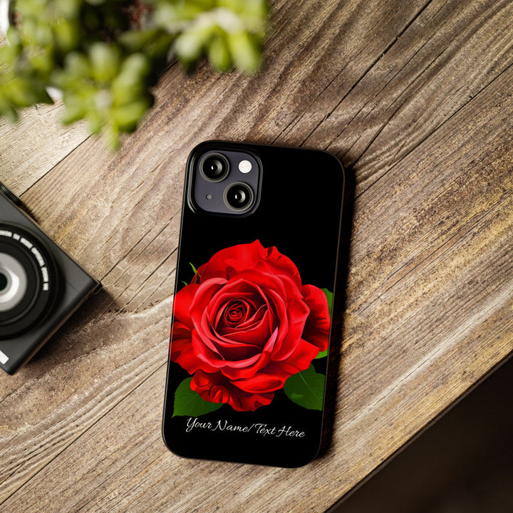 Slim Custom Personalized Red Rose Flowers Gift for Her Cute Phone Cases for Iphone 16 Pro Max | iPhone 15 Case | iPhone 15 Pro Max Case, Iphone 14, Iphone 14 Pro Max, Iphone 13 12 11 8 7 - Studio40ParkLane