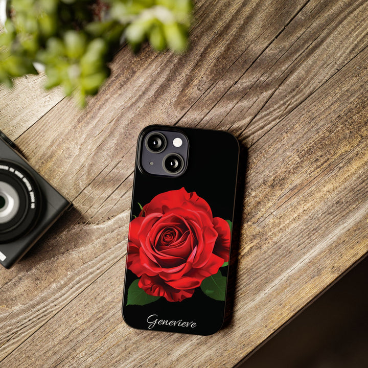 Slim Custom Personalized Red Rose Flowers Gift for Her Cute Phone Cases for Iphone 16 Pro Max | iPhone 15 Case | iPhone 15 Pro Max Case, Iphone 14, Iphone 14 Pro Max, Iphone 13 12 11 8 7 - Studio40ParkLane