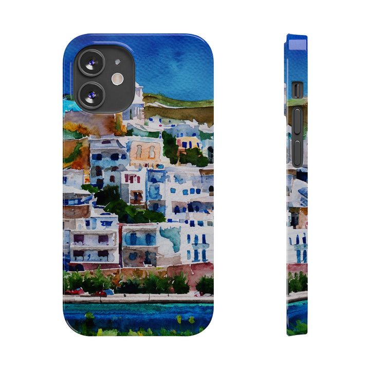 Slim Cute Phone Cases for Iphone | iPhone 15 Case | iPhone 15 Pro Max Case, Iphone 14, Iphone 14 Pro Max, Iphone 13, Colorful Greek House Watercolor - Studio40ParkLane
