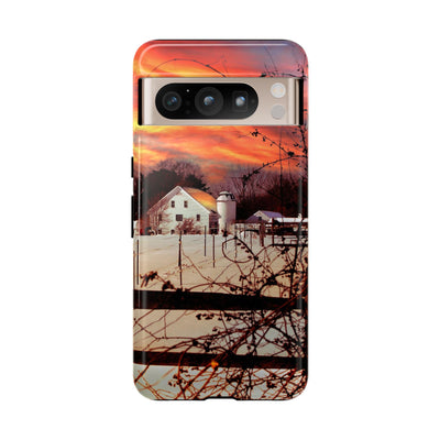 Impact Resistant, Winter Sunset Cute Phone Cases for Samsung S24, S23, S22, S21, IPhone 15 pro Iphone 14 pro Iphone 13 IPhone 12 Iphone 11