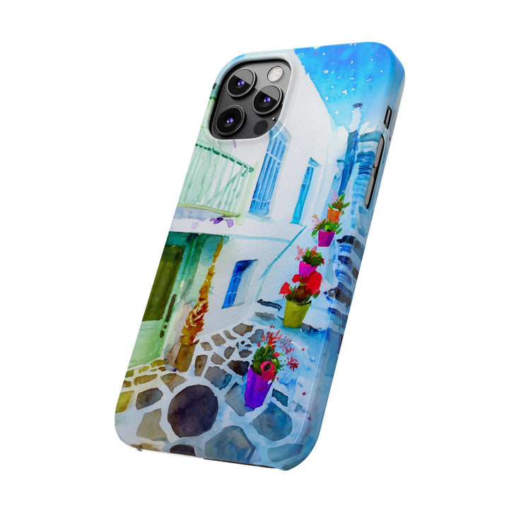 Slim Cute Phone Cases for Iphone | iPhone 15 Case | iPhone 15 Pro Max Case, Iphone 14, Iphone 14 Pro Max, Iphone 13, Colorful Greek Alley Watercolor - Studio40ParkLane