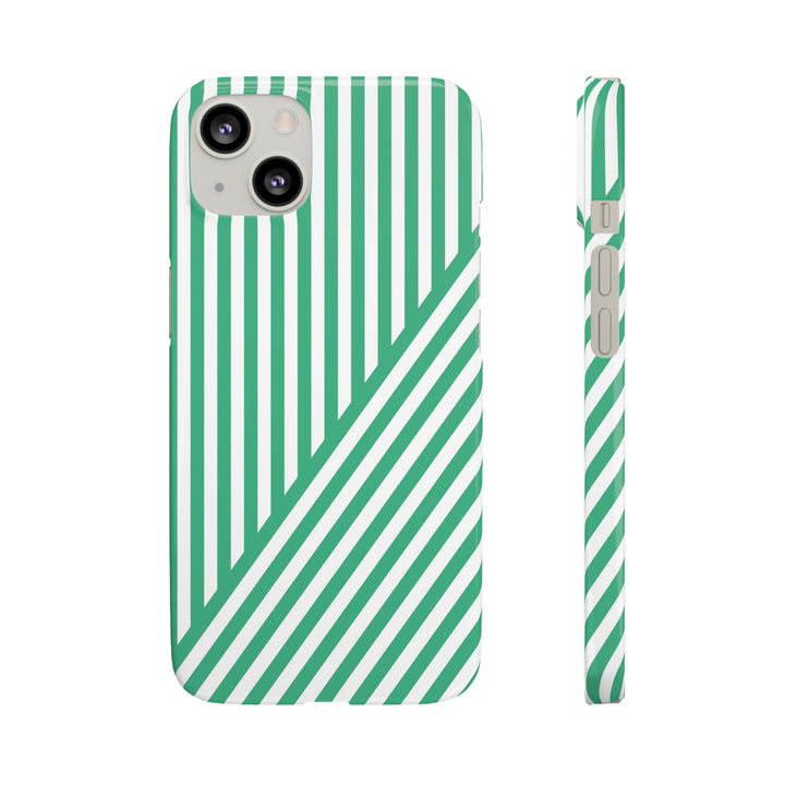 Aesthetic Emerald Stripes Cute Phone Case Sleek Snap - For iPhone 17 Pro Max iPhone 16 Pro iPhone 15 Iphone 14 Plus 13 Pro 12 11 10 Gift