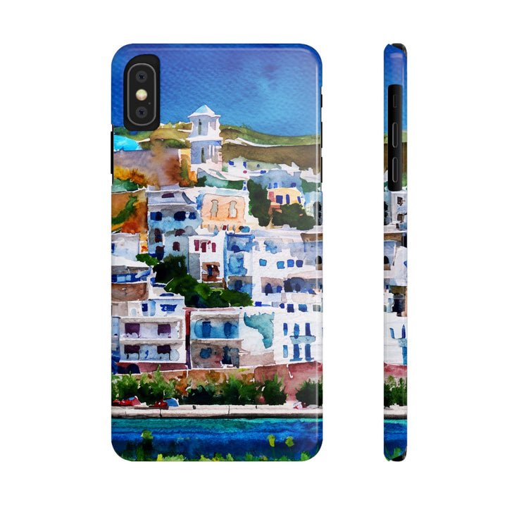 Slim Cute Phone Cases for Iphone | iPhone 15 Case | iPhone 15 Pro Max Case, Iphone 14, Iphone 14 Pro Max, Iphone 13, Colorful Greek House Watercolor - Studio40ParkLane
