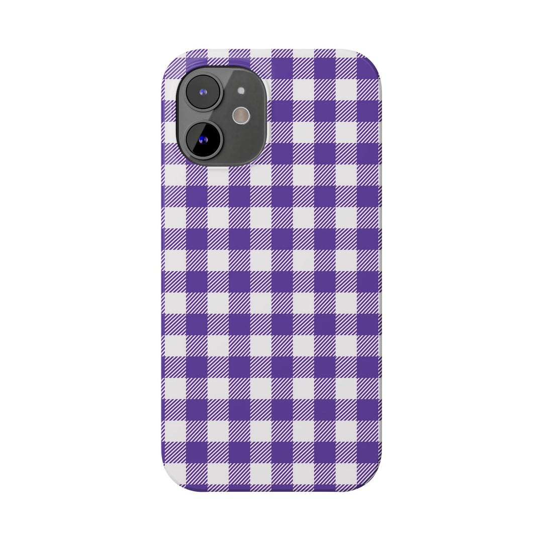 Slim Purple Gingham Gift for Her Cute Phone Cases for Iphone 16 Pro Max | iPhone 15 Case | iPhone 15 Pro Max Case, Iphone 14, 13, 12, 11, 10, 8, 7 - Studio40ParkLane