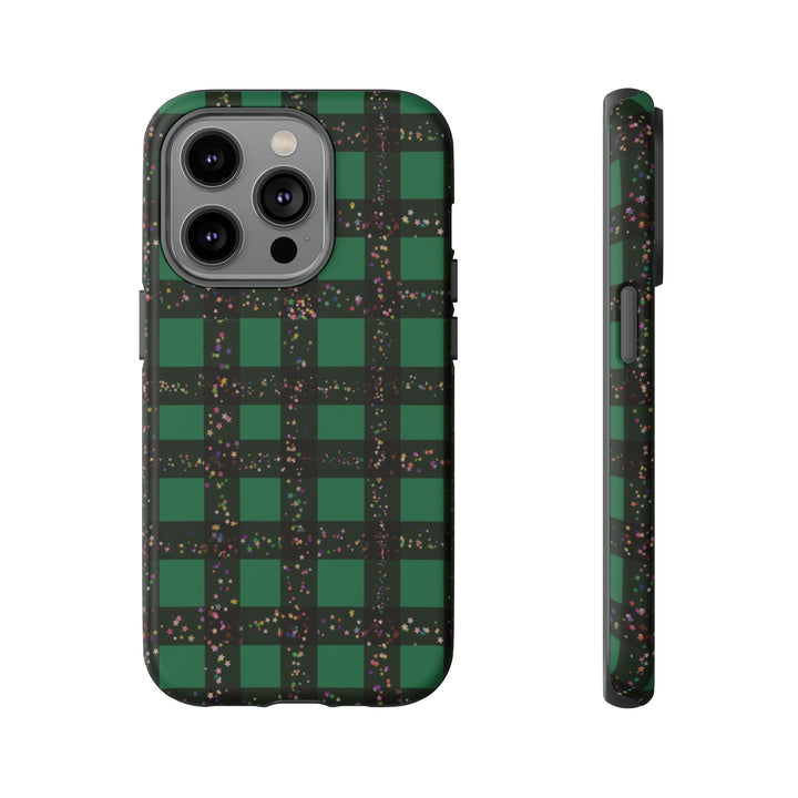 Cute IPhone Case | iPhone 15 Case | iPhone 15 Pro Max Case, Iphone 14 Case, Iphone 14 Pro Max Case IPhone Case for Art Lovers, Green Festive Plaid - Studio40ParkLane