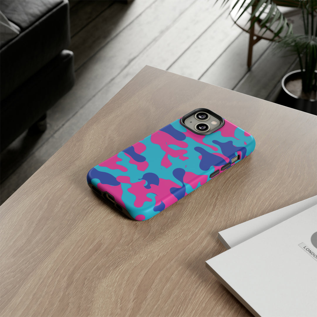Cute IPhone Case | Blue Pink Camouflage, iPhone 15 Case | iPhone 15 Pro Case, Iphone 14 Case, Iphone 14 Pro Max Case, Protective Iphone Case - Studio40ParkLane