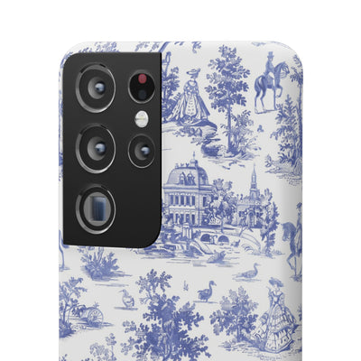 Snap Blue Vintage French Toile Cute Phone Cases for Samsung Galaxy S24, S23, S22, S21, S20, Plus, Ultra, Iphone 16, 15, 14, Pro and Max