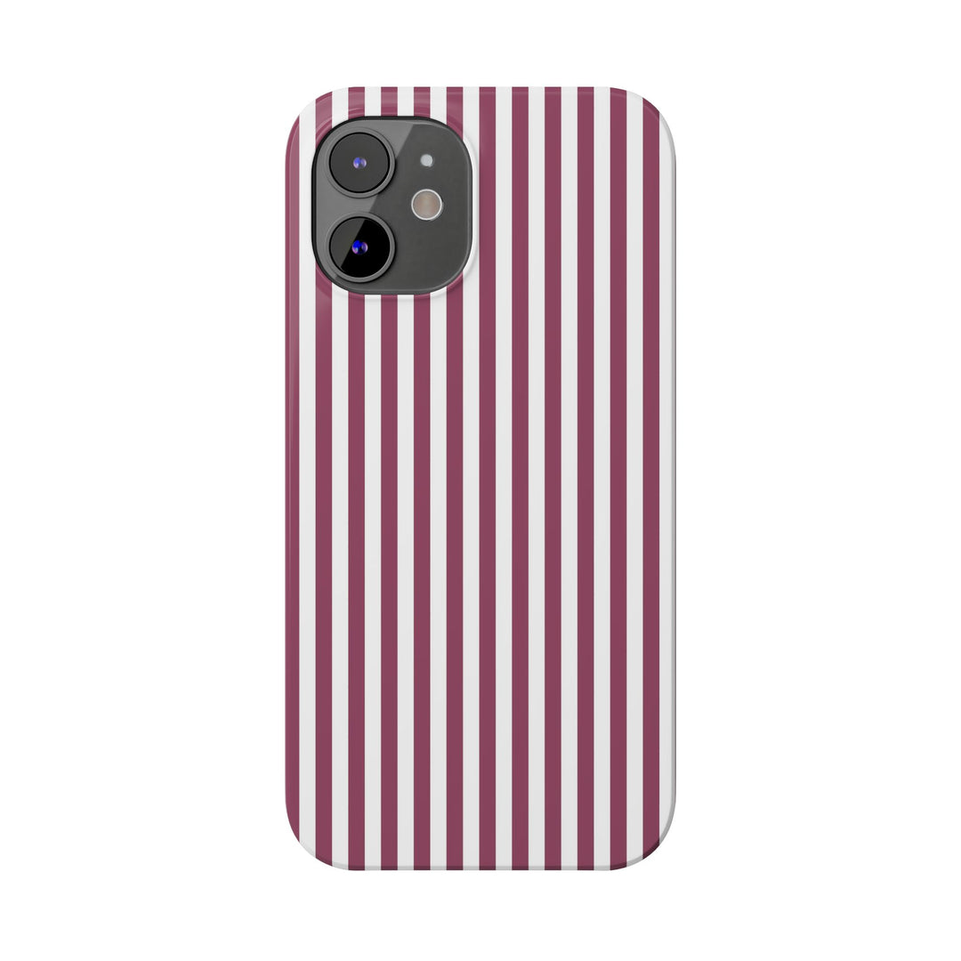 Slim Claret Red Striped Cute Phone Case for Iphone 16 - | iPhone 15 Pro Max Case | iPhone 14 Case Iphone 13 12 11 10 9 8 7 XS X Gift for Her - Studio40ParkLane