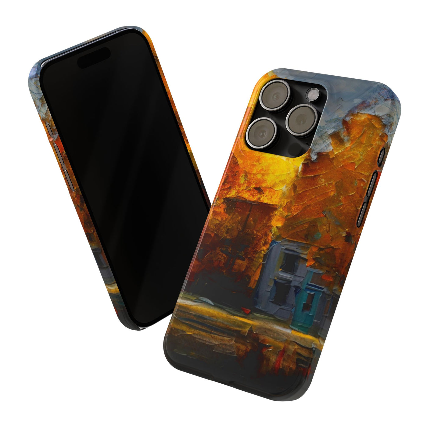 Slim Cute Phone Cases for Iphone - | iPhone 15 Case | iPhone 15 Pro Max Case, Iphone 14 Case, Iphone 14 Pro Max, Iphone 13, Fall Leaves Oil Paint Effect