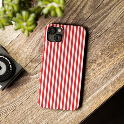 Slim Full Red Striped Cute Phone Case for Iphone 16 - | iPhone 15 Pro Max Case | iPhone 14 Case Iphone 13 12 11 10 9 8 7 XS X Gift for Her - Studio40ParkLane