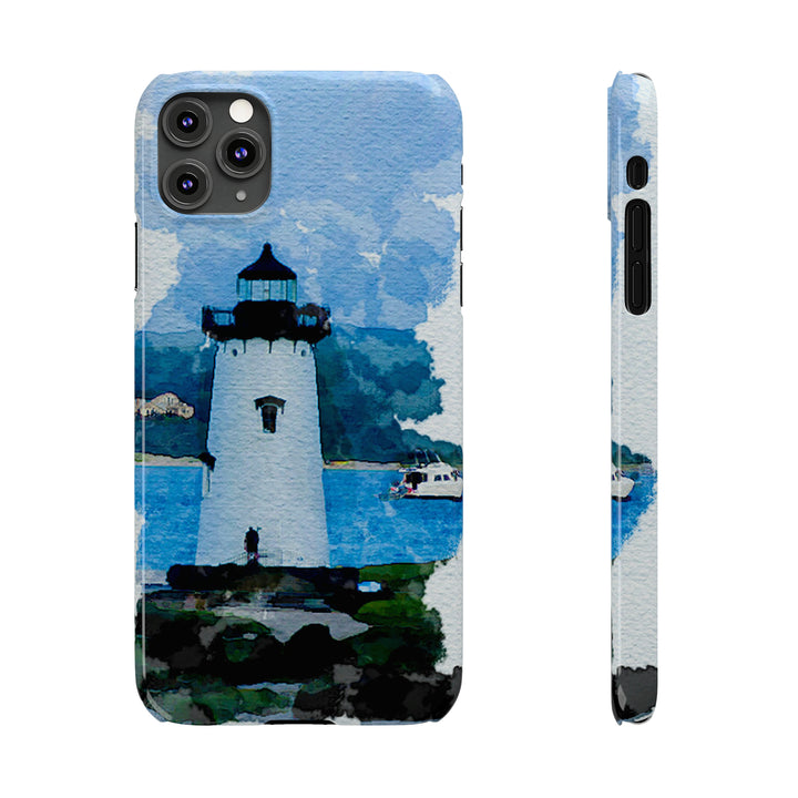 Slim Cute Phone Cases for Iphone - | iPhone 15 Case | iPhone 15 Pro Max Case, Iphone 14 Case, Iphone 14 Pro Max, Iphone 13, Beach Lighthouse Blue - Studio40ParkLane