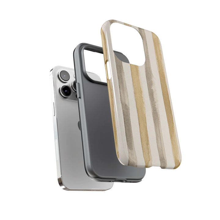 Tough Cute Brown Beige Stripes Phone Case, for IPhone 17 Pro Max | Iphone 17 Air, Iphone 16, IPhone 15, 14 13 12, Samsung Galaxy S26, S25, S24, S23 - Studio40ParkLane