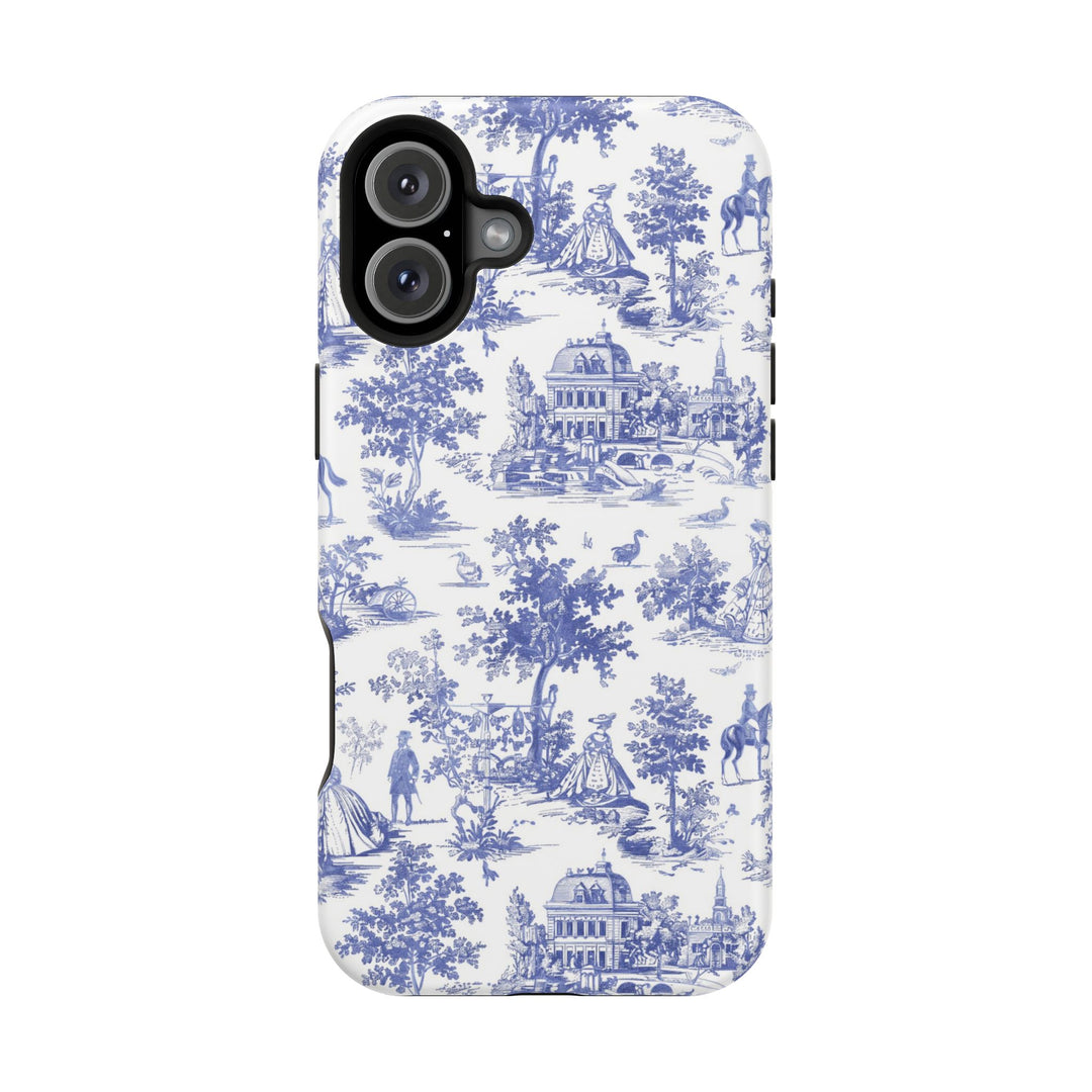 Blue Toile Magnetic Impact-Resistant Cute Phone Case for Iphone 16, iPhone 15 Pro Max Plus 14, 13, 12, 11 Gift for her - Studio40ParkLane