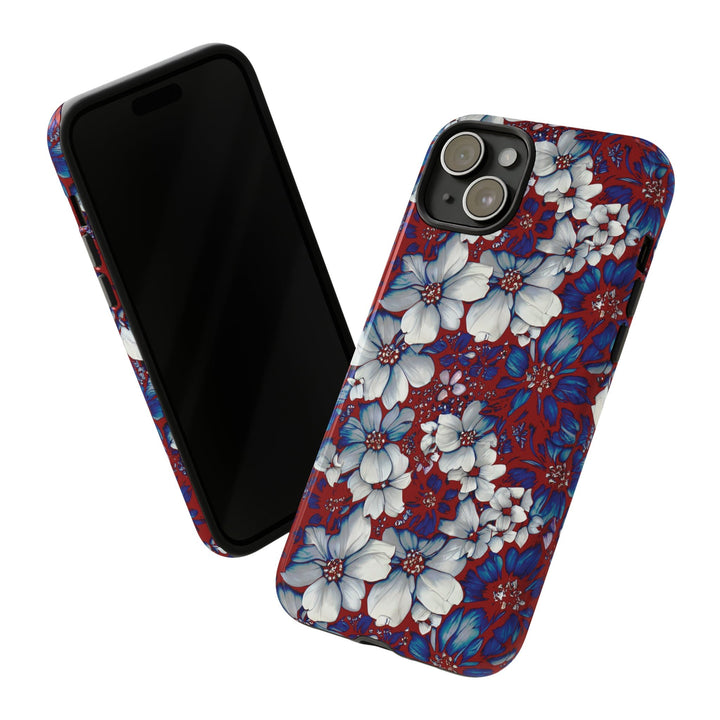 Cute IPhone Case | Red Blue Flowers, iPhone 15 Case | iPhone 15 Pro Case, Iphone 14 Case, Iphone 14 Pro Max Case, Protective Iphone Case - Studio40ParkLane
