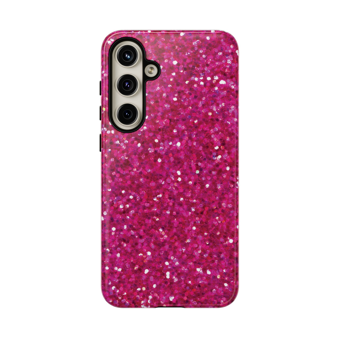 Chic Pink Faux Play on Glitter Effect Cute Phone Case, for IPhone 16 pro Max | Iphone 15, Iphone 14, IPhone 13 Case, 11 8 7, Samsung Galaxy S24, S23, S22, S21, 2 Layer Protection