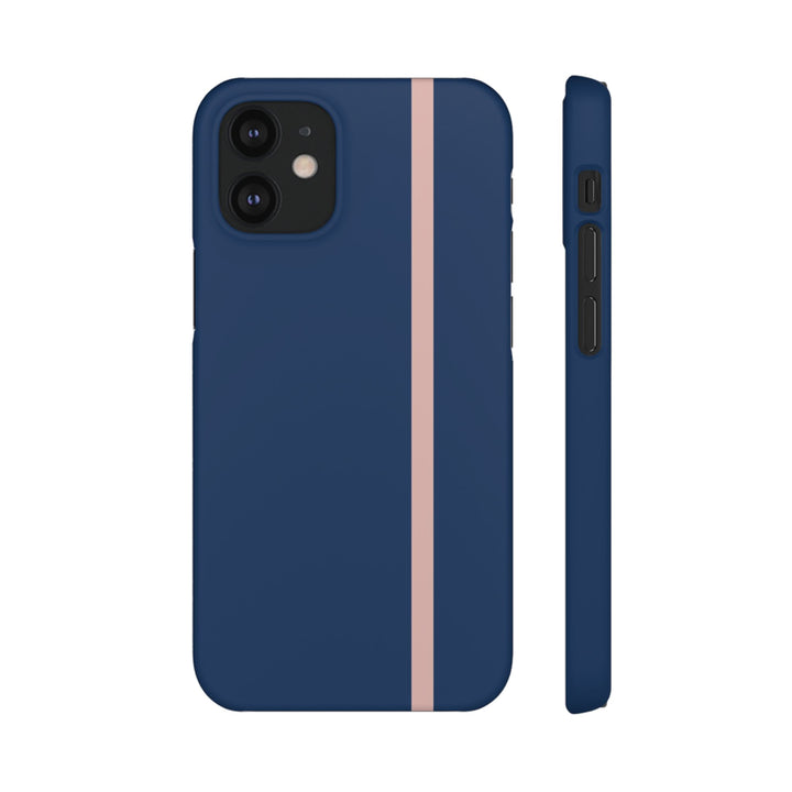Sleek Navy Blue Pink Stripe Snap Phone Case for iPhone 18 17 16 15 14 13 Pro Max, Samsung Galaxy S26 S25 Ultra Lightweight Cute Phone Case - Studio40ParkLane