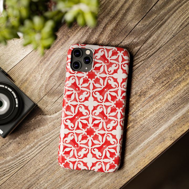 Slim Red Mosaic Gift for Her Cute Phone Cases for Iphone 16 Case | iPhone 15 Case | iPhone 15 Pro Max Case, Iphone 14, Iphone 14 Pro Max, Iphone 13, 12, 11, 10, 8,7 - Studio40ParkLane
