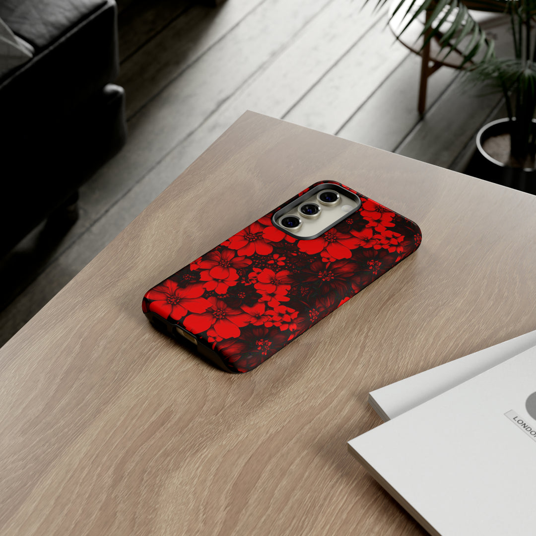 Cute Samsung Phone Case | Aesthetic Samsung Phone Case | Galaxy S23, S22, S21, S20 | Red Black Flowers, Protective Phone Case - Studio40ParkLane