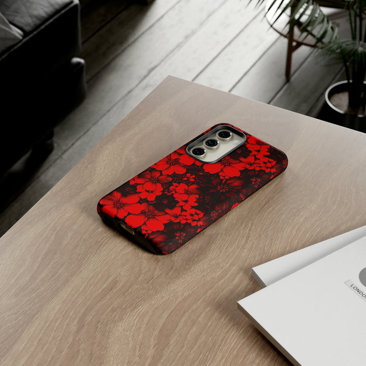 Cute Samsung Phone Case | Aesthetic Samsung Phone Case | Galaxy S23, S22, S21, S20 | Red Black Flowers, Protective Phone Case - Studio40ParkLane
