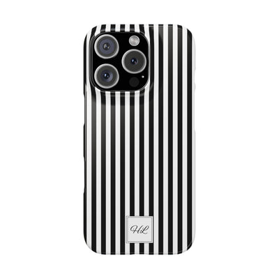 Slim Custom Personalized Black White Striped Phone Case for Iphone 16 - | iPhone 15 Pro Max Case | iPhone 14 Case Iphone 13 12 11 10 9 8 - Studio40ParkLane