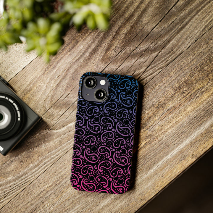 Slim Cute Phone Cases for Iphone - | iPhone 15 Case | iPhone 15 Pro Max Case, Iphone 14 Case, Iphone 14 Pro Max, Iphone 13, Paisley Blue Pink Black - Studio40ParkLane