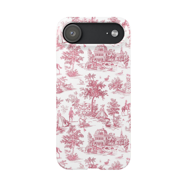 Slim Pink Vintage French Toile Cute Phone Cases for Iphone 16 Pro Max | iPhone 15 Case | iPhone 15 Pro Max Case, Iphone 14, Iphone 14 Pro Max, Iphone 13 12 11 8 7 - Studio40ParkLane