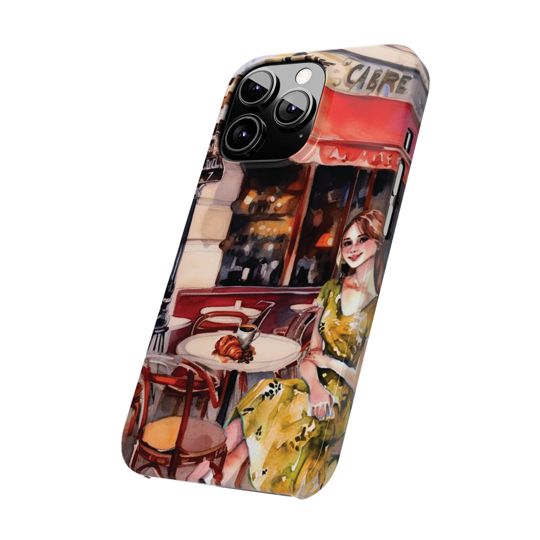 Slim Cute Phone Cases for Iphone - | iPhone 15 Case | iPhone 15 Pro Max Case, Iphone 14 Case, Iphone 14 Pro Max, Iphone 13, Paris Cafe Coffee Croissant - Studio40ParkLane