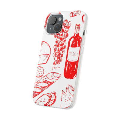 Cute Flexi Phone Cases, French Food Wine Red, Compatible with Samsung Galaxy S23, Samsung S22, Samsung S21, Samsung S20, Galaxy S20 Ultra