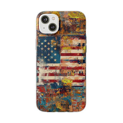 Cute Flexi Phone Cases, US Flag Abstract, Compatible with Samsung Galaxy S23, Samsung S22, Samsung S21, Samsung S20, Galaxy S20 Ultra