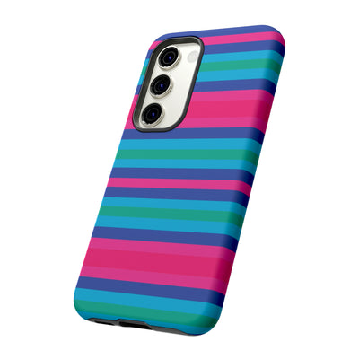 Cute Samsung Phone Case | Aesthetic Samsung Phone Case | Stripes Blue Pink | Galaxy S23, S22, S21, S20 | Luxury Double Layer | Cool