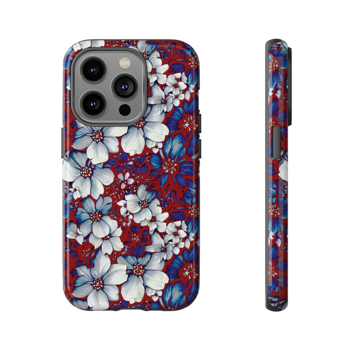 Cute IPhone Case | Red Blue Flowers, iPhone 15 Case | iPhone 15 Pro Case, Iphone 14 Case, Iphone 14 Pro Max Case, Protective Iphone Case - Studio40ParkLane