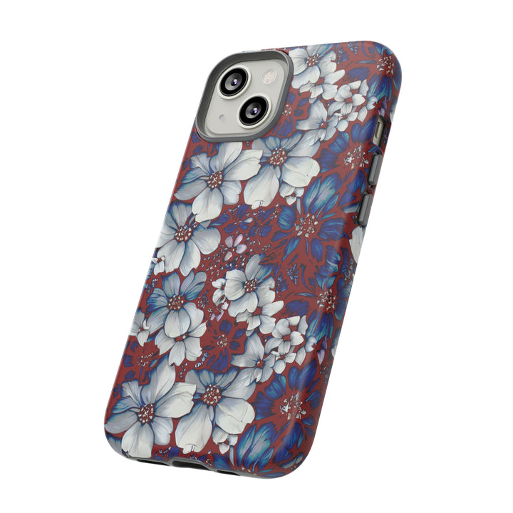 Cute IPhone Case | Red Blue Flowers, iPhone 15 Case | iPhone 15 Pro Case, Iphone 14 Case, Iphone 14 Pro Max Case, Protective Iphone Case - Studio40ParkLane